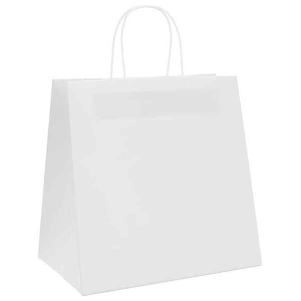 vidaXL Paper Bags 250 pcs with Handles White 26x17x25 cm