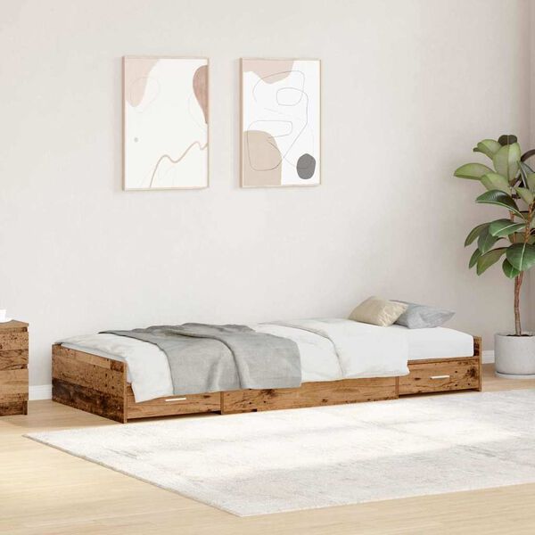 vidaXL Bed Frame with Headboard Old Wood 80 x 200 cm Engineered Wood