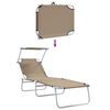 vidaXL Sun Lounger Folding 2-person 2 pcs Taupe 58 x 188 x 77cm Fabric
