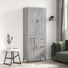 vidaXL Highboard Grey Sonoma 69.5x34x180 cm Engineered Wood