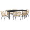 vidaXL Garden Dining Set 7 pcs Brown Poly Rattan
