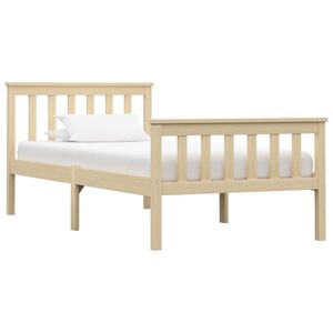vidaXL Bed Frame without Mattress Natural Solid Pinewood 100x200 cm