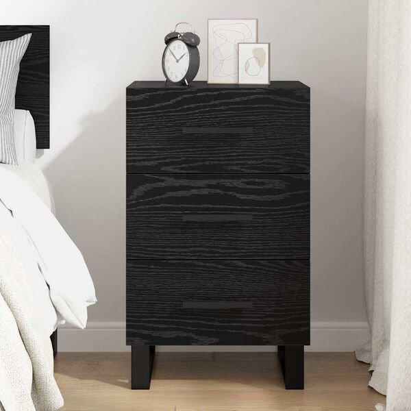 vidaXL Bedside Cabinet Black Oak 40 x 40 x 66 cm Engineered Wood