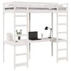 vidaXL Loft Bed Frame White 90 x 190 cm Solid Pine Wood