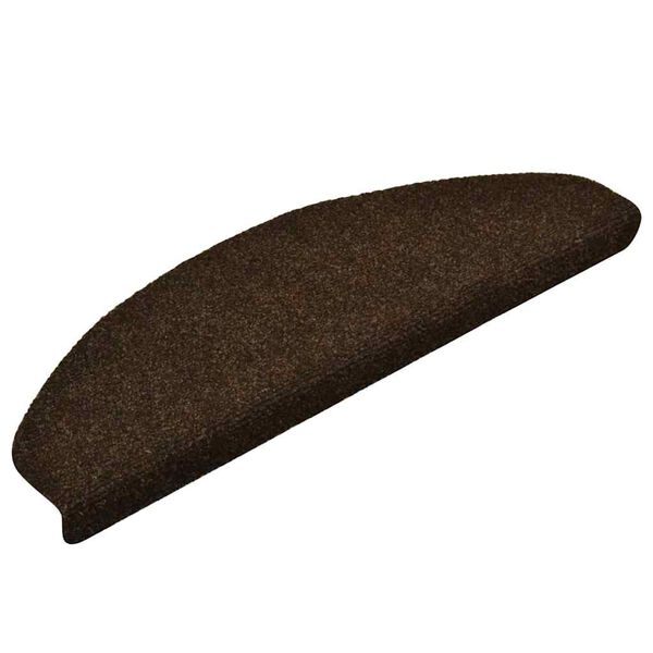 vidaXL Stair Mats Self-adhesive 15 pcs 65x21x4 cm Brown Half Round Large