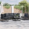 vidaXL Garden Sofa Set with Cushion 6 pcs Black Aluminium