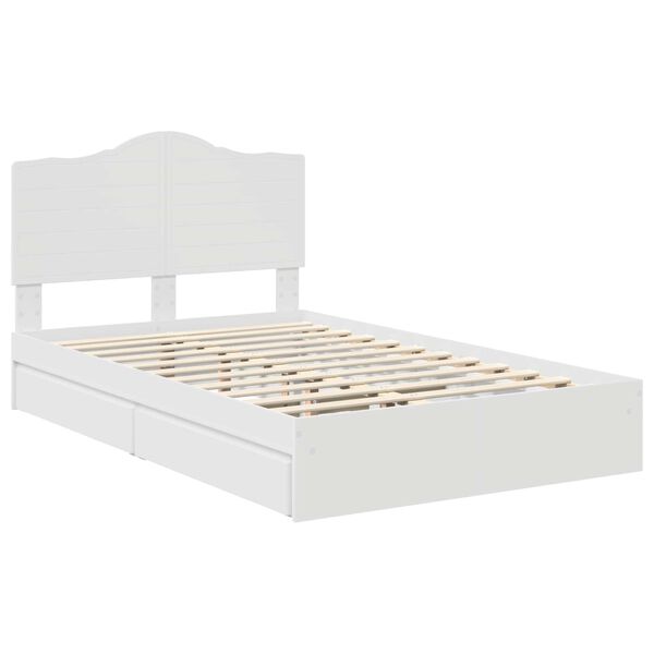 vidaXL Storage Bed with Headboard White 135 x 190 cm Engineered Wood