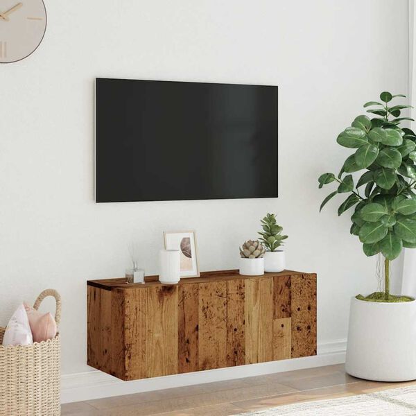 vidaXL Wall Mounted TV Cabinet Old Wood 80x30x30 cm Engineered Wood