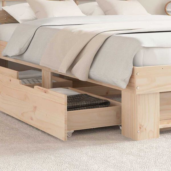 vidaXL Bed Frame with Headboard Brown 160 x 200 cm Solid Pine Wood