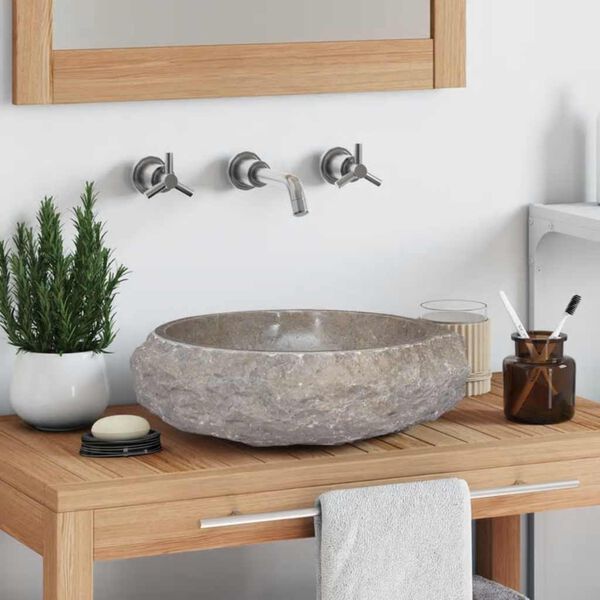 vidaXL Sink Grey Ø40x12 cm Marble