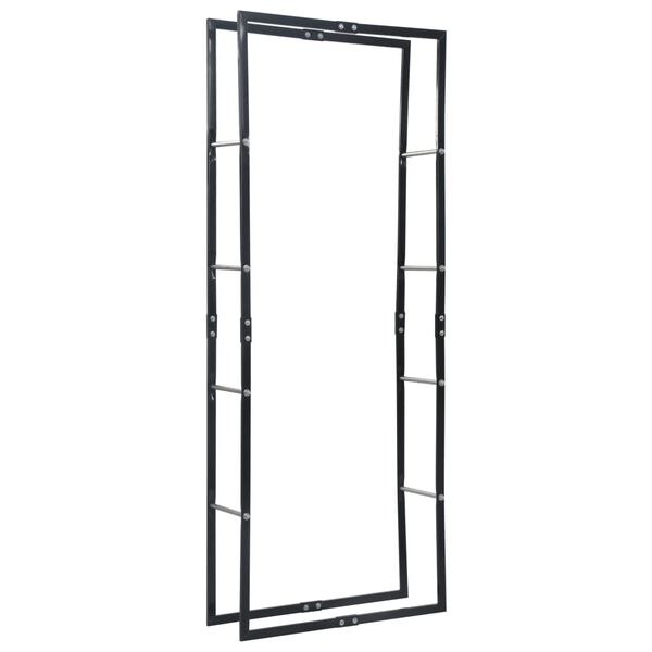 vidaXL Firewood Rack Black 80x25x200 cm Steel