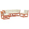 vidaXL 5 Piece Garden Sofa Set with Cushions Wax Brown Solid Wood Pine