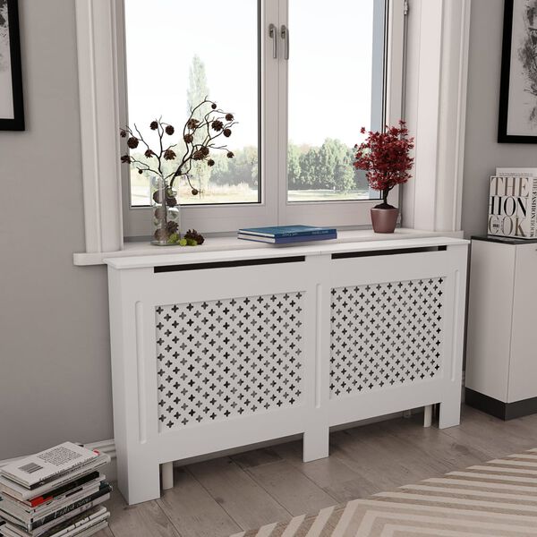 vidaXL Radiator Covers 2 pcs White 152x19x81.5 cm MDF