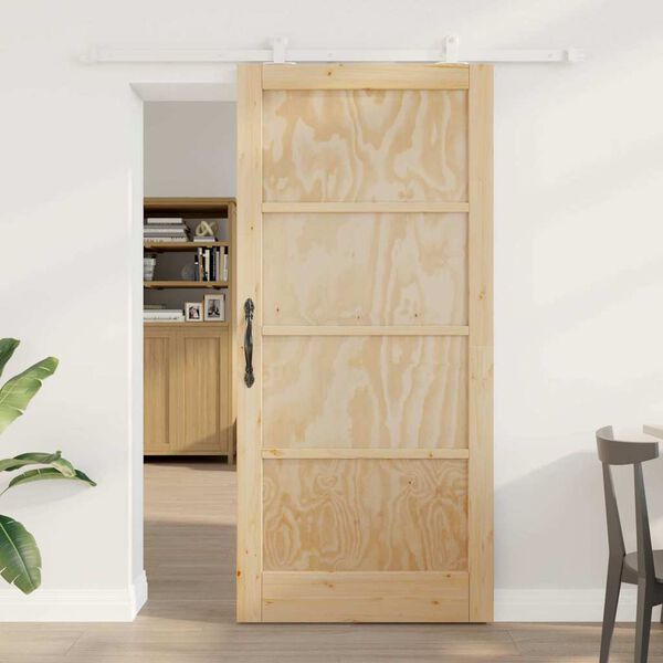 vidaXL Sliding Door Brown 93 x 202 cm Solid Pine Wood