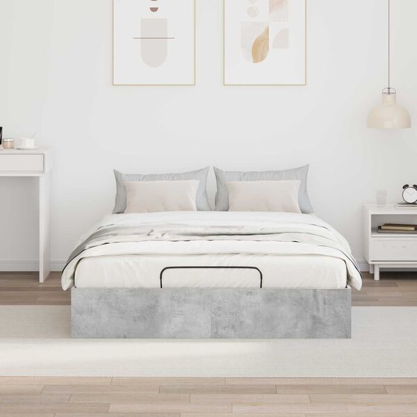 vidaXL Ottoman Bed Frame Concrete Grey 150 x 200 cm Engineered Wood