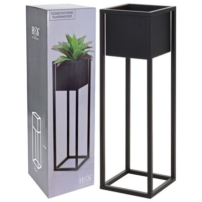 H&S Collection Flower Pot on Stand Metal Black 70 cm