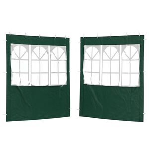 vidaXL Party Tent Sidewall 2 pcs 200 x 195 cm Green PE and Steel