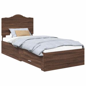vidaXL Bed Frame with Headboard Brown Oak 100 x 200 cm Engineered Wood