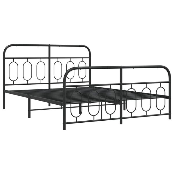 vidaXL Metal Bed Frame without Mattress with Footboard Black 150x200cm
