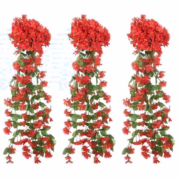 vidaXL Flower Garlands 3 pcs Red 85 cm