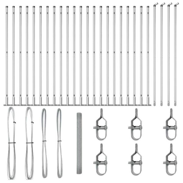 vidaXL Fence with Posts Silver 1.4 x 50 m Steel