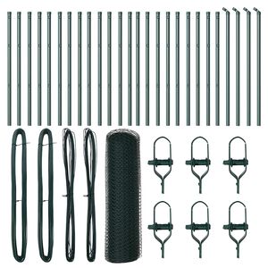 vidaXL Hexagonal Fence Ground Fix 50 x 0.5 m PVC-Coated Steel Green