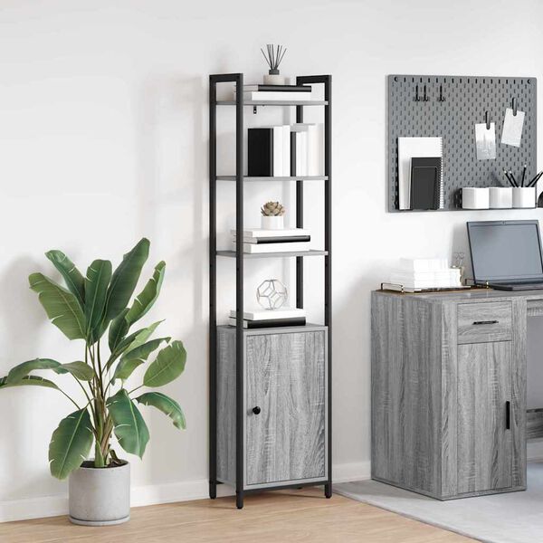 vidaXL Book Cabinet Grey Sonoma 40 x 24 x 161 cm Engineered Wood