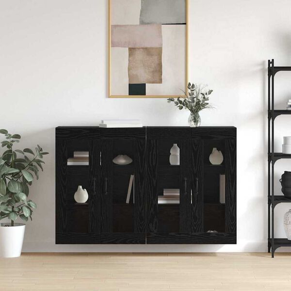vidaXL Wall Mounted Cabinets 2 pcs Black oak 69.5 x 34 x 90 cm