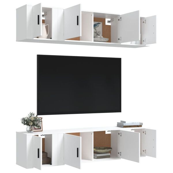vidaXL 6 Piece TV Cabinet Set White Engineered Wood