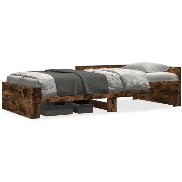 vidaXL Bed Frame without Mattress Smoked Oak 90x200 cm Engineered Wood