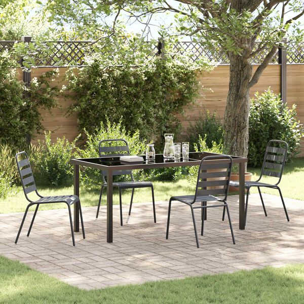 vidaXL Garden Dining Set 5 pcs Anthracite Powder-Coated Steel