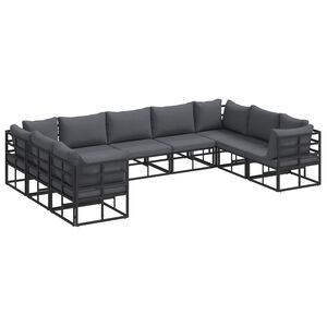 vidaXL Garden Sofa Set with Cushion 9 pcs Black Aluminium