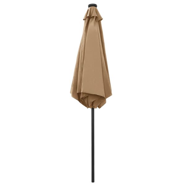 vidaXL Garden Parasol with LED Lights and Aluminium Pole 270 cm Taupe