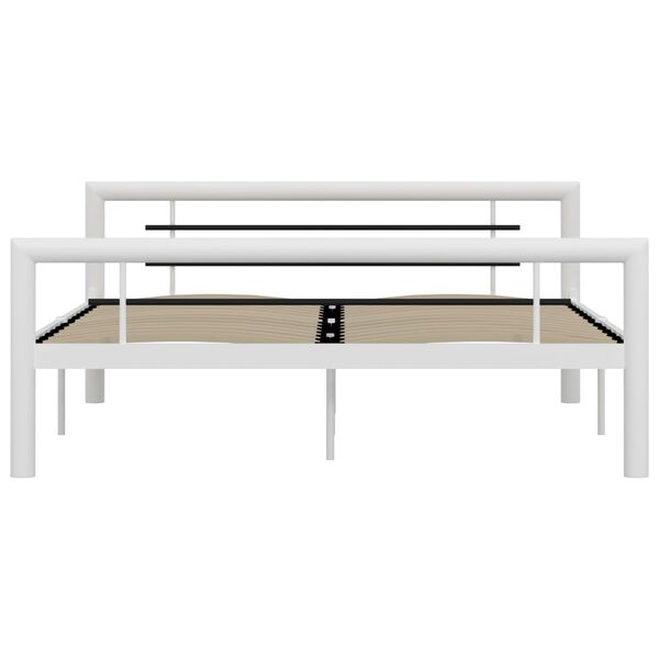 vidaXL Bed Frame without Mattress White and Black Metal 140x200 cm