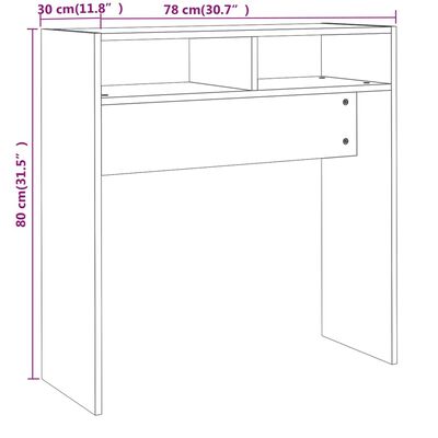 vidaXL Console Table Grey Sonoma 78x30x80 cm Engineered Wood