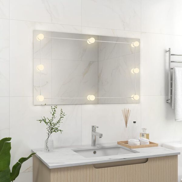 vidaXL Wall Frameless Mirror with LED Lights Rectangular Glass