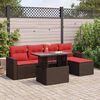 vidaXL 6 Piece Garden Sofa Set with Cushions Brown Poly Rattan Acacia