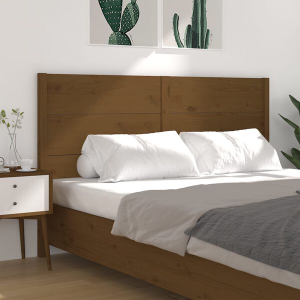 vidaXL Headboard Honey Brown 126x4x100 cm Solid Wood Pine