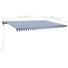 vidaXL Freestanding Manual Retractable Awning 500x300 cm Blue/White