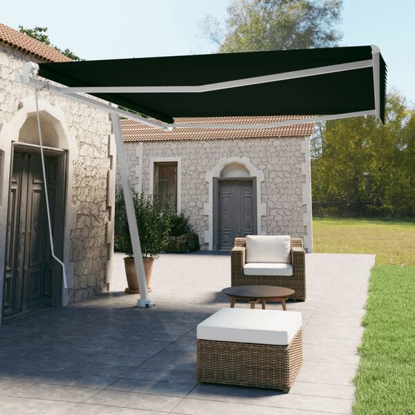 vidaXL Freestanding Manual Retractable Awning 400x350 cm Anthracite