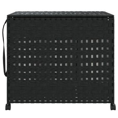 vidaXL Laundry Basket with Wheels Black 66x35x60 cm Rattan
