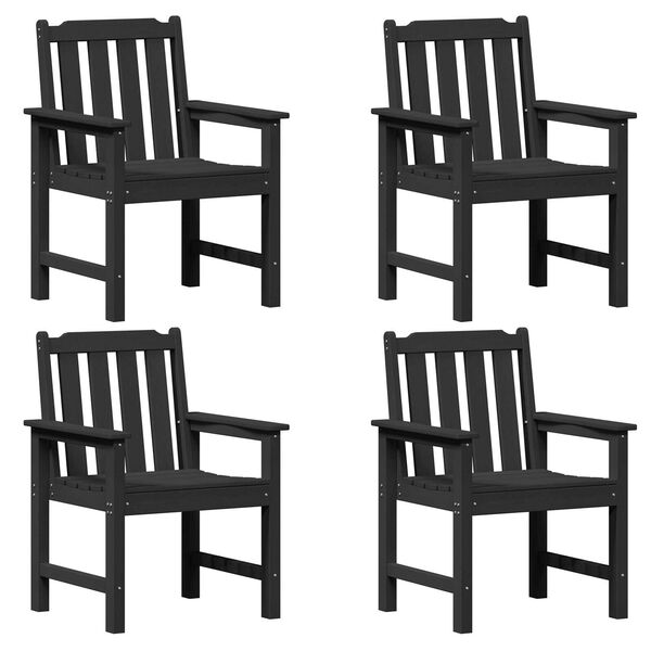 vidaXL Garden Dining Chair 4 pcs Black 65.5 x 55.5 x 88cm Plastic