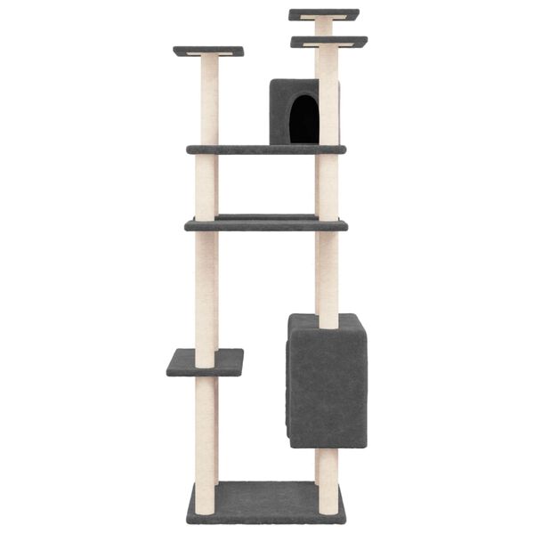 vidaXL Cat Tree with Sisal Scratching Posts Dark Grey 162 cm