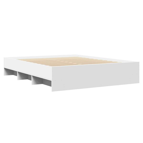 vidaXL Bed Frame without Mattress White 150x200 cm King Size Engineered Wood
