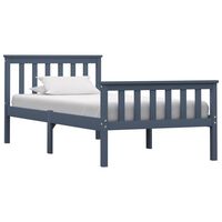 vidaXL Bed Frame Grey Solid Pinewood 100x200 cm