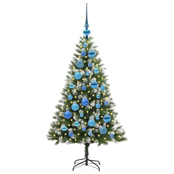 vidaXL Artificial Hinged Christmas Tree with Flocked Snow 120 cm