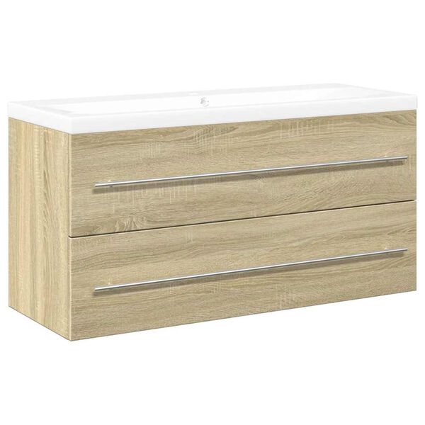 vidaXL 2 Piece Bathroom Furniture Set Sonoma Oak Engineered Wood