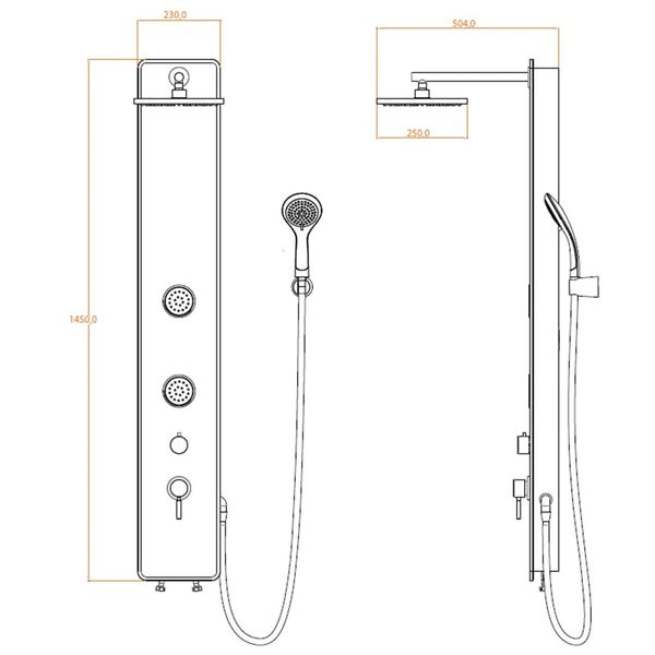 SCH&Uuml;TTE Glass Shower Panel with Single Lever Mixer GLASDUSCHPANEEL Anthracite