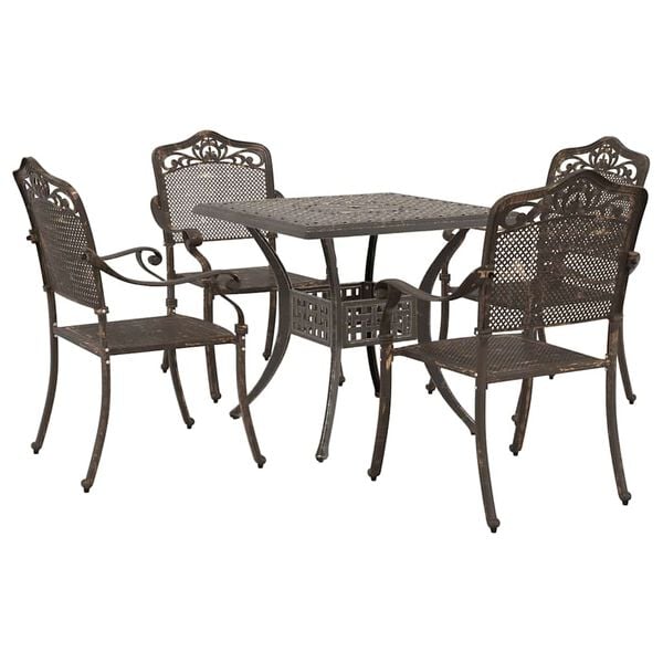 vidaXL Garden Table Set 5 pcs Bronze Cast Aluminium