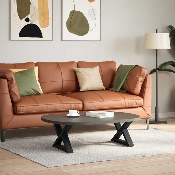 vidaXL Coffee Table Legs 2 pcs Black 60x(30-31.3) cm Steel